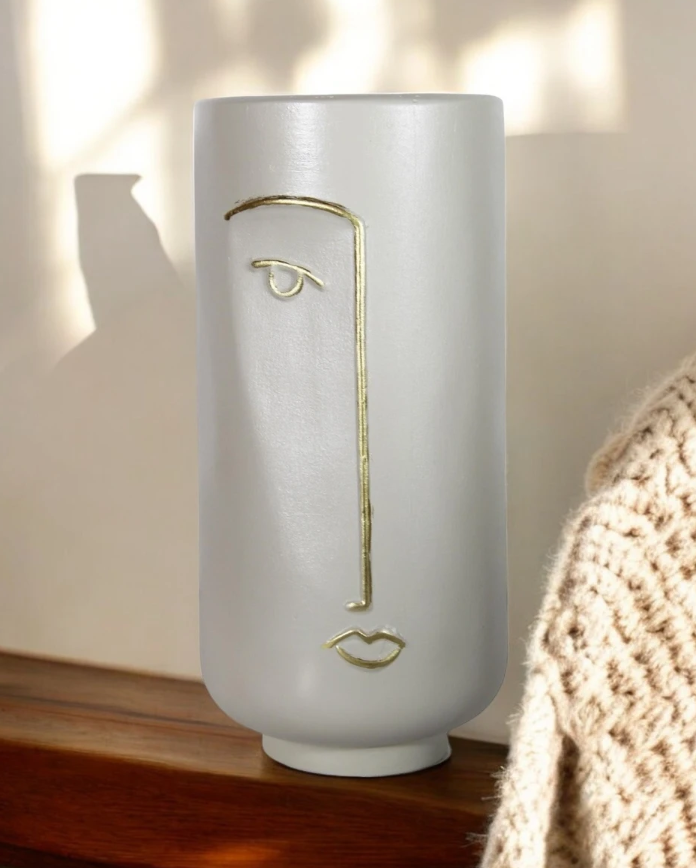 Abstract Face Vase for dried flowers, Ceramic Face Vase, Boho Home Decor, Dried Flower Vase, Scandinavian Style Vase, Minimalist Vase