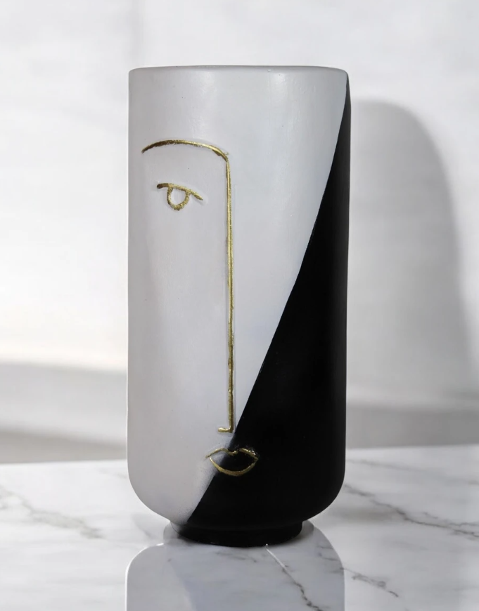 Abstract Face Vase for dried flowers, Ceramic Face Vase, Boho Home Decor, Dried Flower Vase, Scandinavian Style Vase, Minimalist Vase