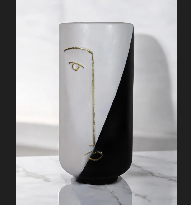 Abstract Face Vase for dried flowers, Ceramic Face Vase, Boho Home Decor, Dried Flower Vase, Scandinavian Style Vase, Minimalist Vase