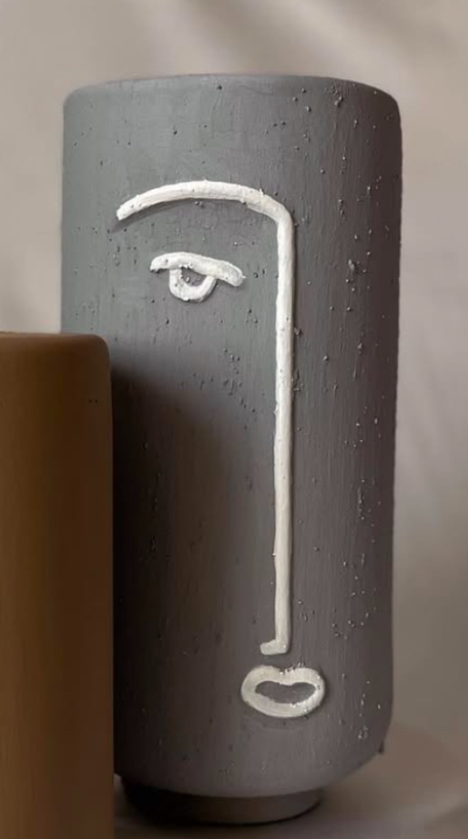 Abstract Face Vase for dried flowers, Ceramic Face Vase, Boho Home Decor, Dried Flower Vase, Scandinavian Style Vase, Minimalist Vase