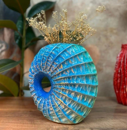 Handmade Seashell Vase, Coastal Home Decor, Ocean Inspired Vase, Nautical Statue