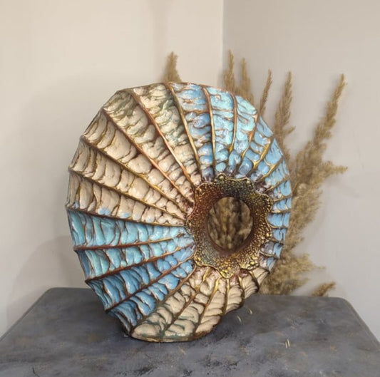Handmade Seashell Vase, Coastal Home Decor, Ocean Inspired Vase, Nautical Statue