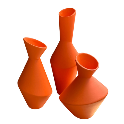 Modern Geometric Vase Set, Ceramic Geometric Vase Trio, Set of 3 Abstract Vases, Minimalist Home Vase Set, Modern Decorative Vase Set