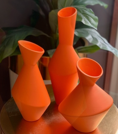 Modern Geometric Vase Set, Ceramic Geometric Vase Trio, Set of 3 Abstract Vases, Minimalist Home Vase Set, Modern Decorative Vase Set