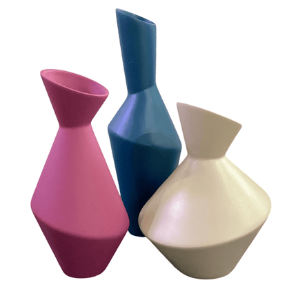 Modern Geometric Vase Set, Ceramic Geometric Vase Trio, Set of 3 Abstract Vases, Minimalist Home Vase Set, Modern Decorative Vase Set