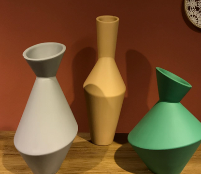 Modern Geometric Vase Set, Ceramic Geometric Vase Trio, Set of 3 Abstract Vases, Minimalist Home Vase Set, Modern Decorative Vase Set