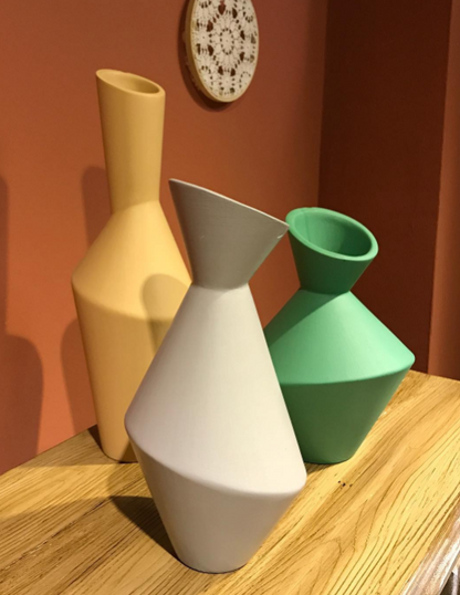Modern Geometric Vase Set, Ceramic Geometric Vase Trio, Set of 3 Abstract Vases, Minimalist Home Vase Set, Modern Decorative Vase Set