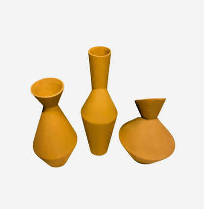 Modern Geometric Vase Set, Ceramic Geometric Vase Trio, Set of 3 Abstract Vases, Minimalist Home Vase Set, Modern Decorative Vase Set