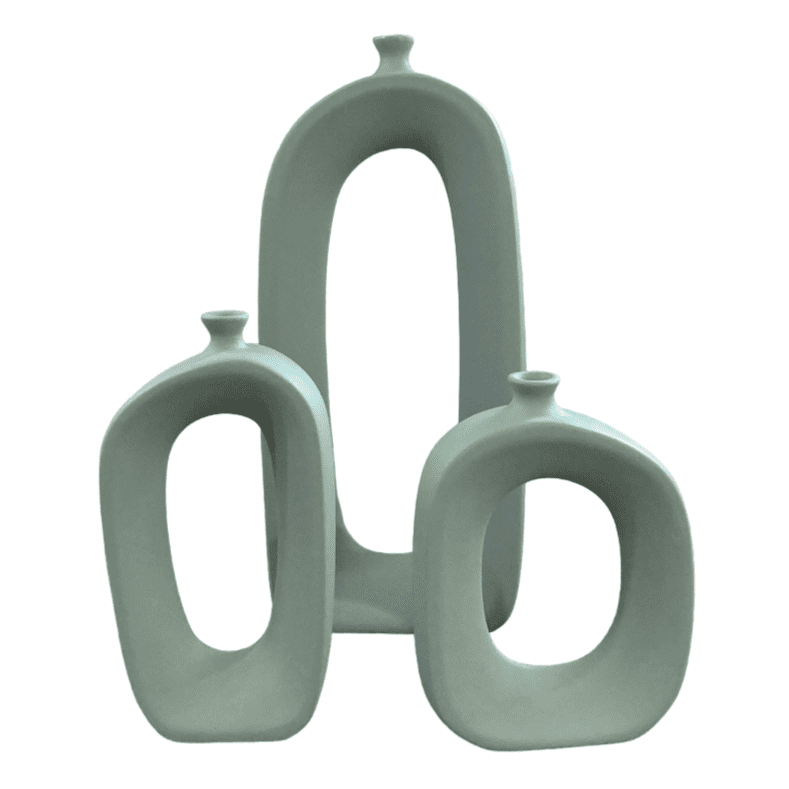 Set di vasi astratti in ceramica moderna, centrotavola cavi scultorei, vaso in ceramica astratto, trio di vasi moderni, vaso cavo moderno, vaso cavo, decorazione con vaso cavo 