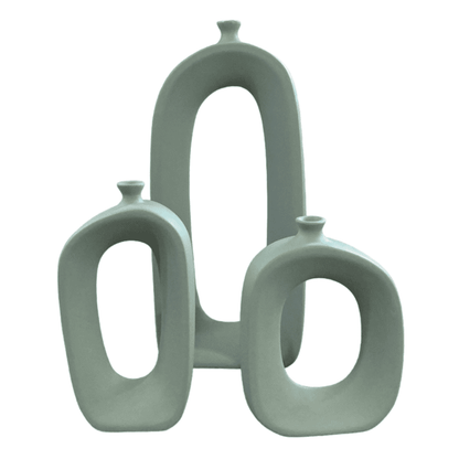 Set di vasi astratti in ceramica moderna, centrotavola cavi scultorei, vaso in ceramica astratto, trio di vasi moderni, vaso cavo moderno, vaso cavo, decorazione con vaso cavo 