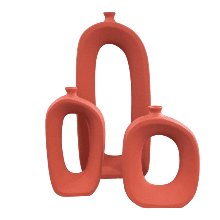 Set di vasi astratti in ceramica moderna, centrotavola cavi scultorei, vaso in ceramica astratto, trio di vasi moderni, vaso cavo moderno, vaso cavo, decorazione con vaso cavo 