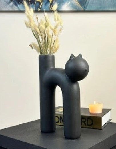 Süße Vase in Katzenform, Katzenvase für Blumen, Keramikvase, nordisches Kunstdekor, Geschenk für Zuhause, Geschenk für Katzenliebhaber, Keramik-Katzenvase, Katzenvase, Katzenförmige Vase, Blumenvase
