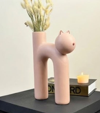 Süße Vase in Katzenform, Katzenvase für Blumen, Keramikvase, nordisches Kunstdekor, Geschenk für Zuhause, Geschenk für Katzenliebhaber, Keramik-Katzenvase, Katzenvase, Katzenförmige Vase, Blumenvase