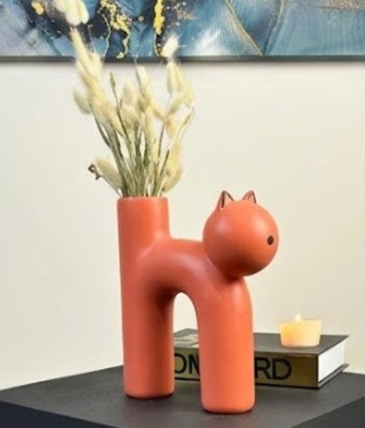 Süße Vase in Katzenform, Katzenvase für Blumen, Keramikvase, nordisches Kunstdekor, Geschenk für Zuhause, Geschenk für Katzenliebhaber, Keramik-Katzenvase, Katzenvase, Katzenförmige Vase, Blumenvase