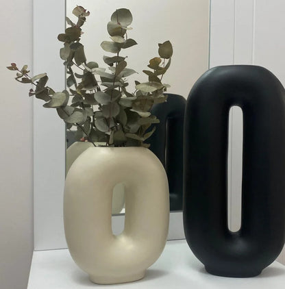 Handmade Ceramic Flower Vase, Modern Nordic Home Decor, Minimalist Art Vase Set, Handmade Ceramic Vase Set, Modern Hollow Vase, Hollow Vase