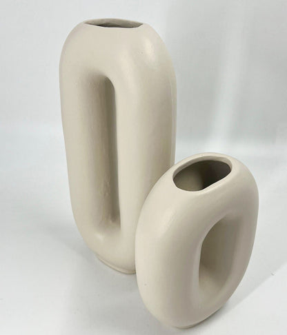 Handmade Ceramic Flower Vase, Modern Nordic Home Decor, Minimalist Art Vase Set, Handmade Ceramic Vase Set, Modern Hollow Vase, Hollow Vase