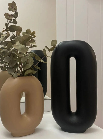 Handmade Ceramic Flower Vase, Modern Nordic Home Decor, Minimalist Art Vase Set, Handmade Ceramic Vase Set, Modern Hollow Vase, Hollow Vase