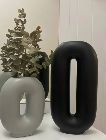 Handmade Ceramic Flower Vase, Modern Nordic Home Decor, Minimalist Art Vase Set, Handmade Ceramic Vase Set, Modern Hollow Vase, Hollow Vase