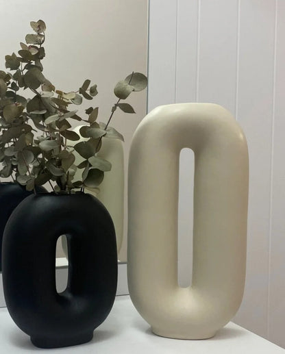 Handmade Ceramic Flower Vase, Modern Nordic Home Decor, Minimalist Art Vase Set, Handmade Ceramic Vase Set, Modern Hollow Vase, Hollow Vase