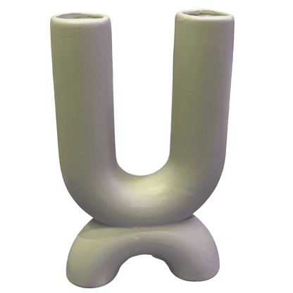 Modern U Shaped Ceramic Vase, Abstract U Shape Ceramic Vase, Unique U Shape Ceramic Sculpture Vase, Nordic U Shaped Ceramic Vase