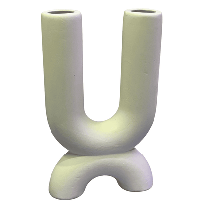 Modern U Shaped Ceramic Vase, Abstract U Shape Ceramic Vase, Unique U Shape Ceramic Sculpture Vase, Nordic U Shaped Ceramic Vase