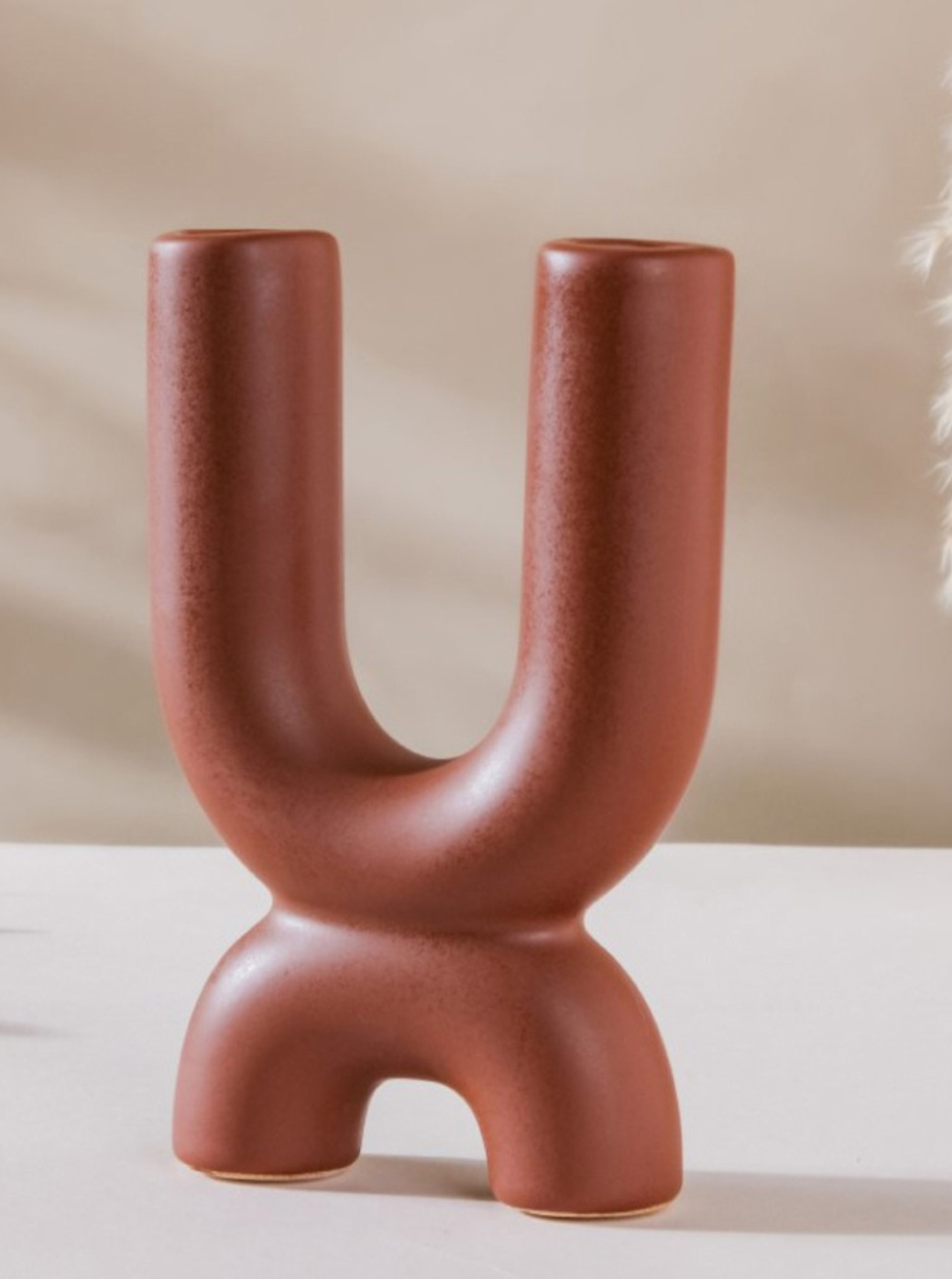 Modern U Shaped Ceramic Vase, Abstract U Shape Ceramic Vase, Unique U Shape Ceramic Sculpture Vase, Nordic U Shaped Ceramic Vase