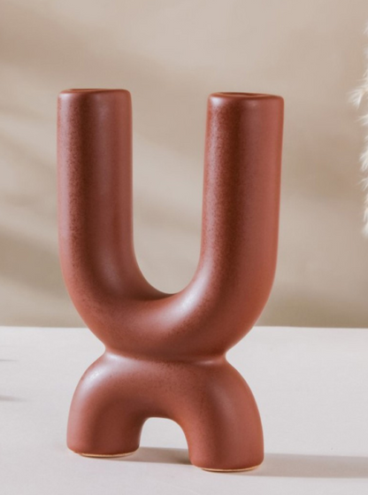 Modern U Shaped Ceramic Vase, Abstract U Shape Ceramic Vase, Unique U Shape Ceramic Sculpture Vase, Nordic U Shaped Ceramic Vase