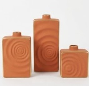 Modern Ceramic Vase Set, Minimalist Home Decor, Geometric Table Vase Trio, Boho Art Object