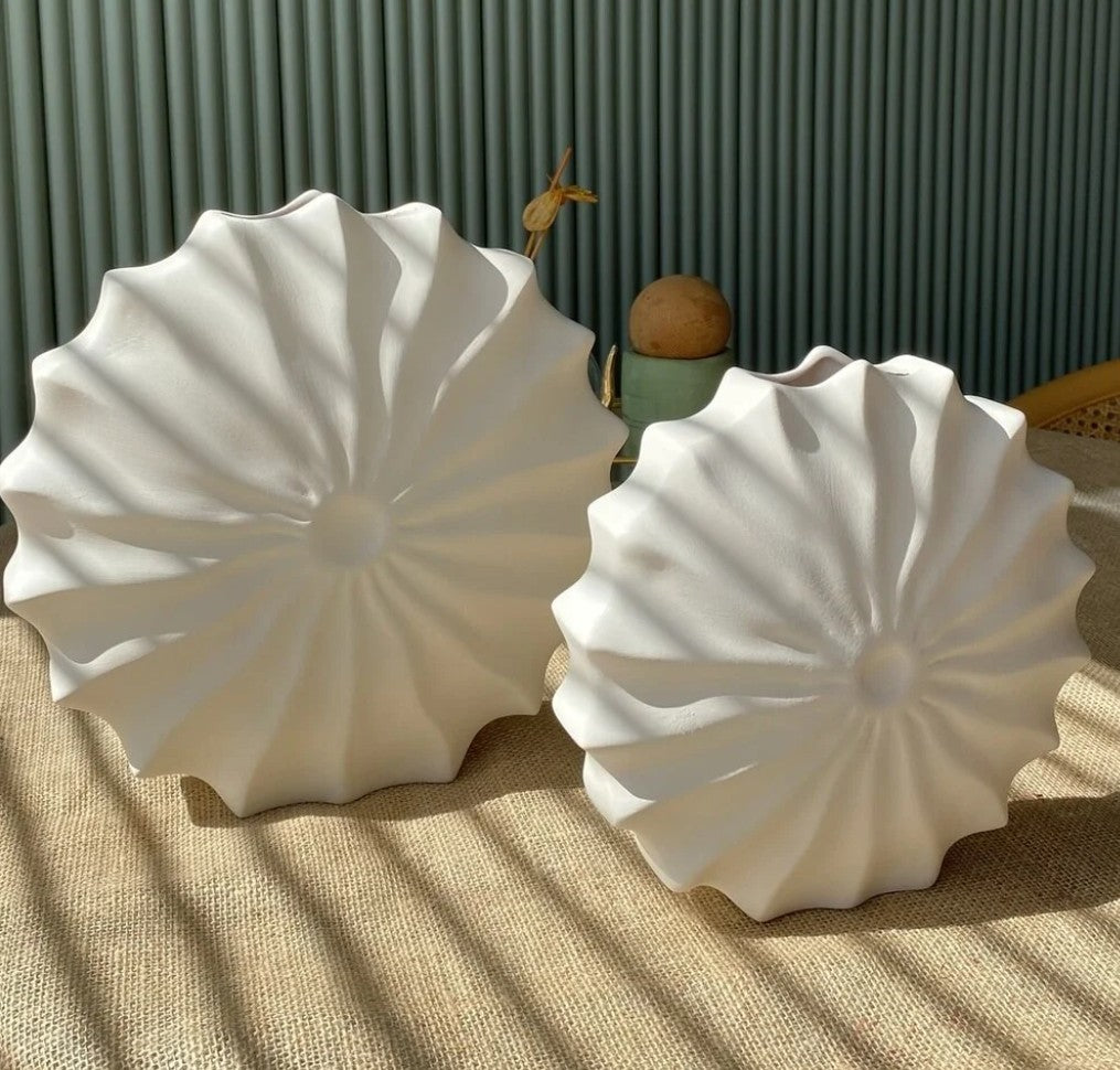 Handmade Ceramic Vase, Sculptural Vase Decor, Ceramic Vase, Modern Art Vase, Handmade Flower Vase, Fan Shape Vase, Modern Tabletop Vase