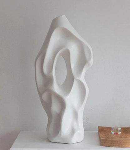 Abstract Vase, Modern Black Sculptural Vase, Minimalist Artistic Home Accent, Flower Pot