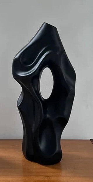 Abstract Vase, Modern Black Sculptural Vase, Minimalist Artistic Home Accent, Flower Pot