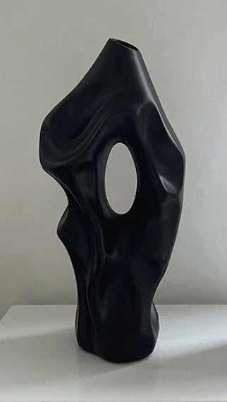 Abstract Vase, Modern Black Sculptural Vase, Minimalist Artistic Home Accent, Flower Pot
