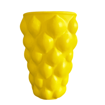 Handmade Lemon Vase, Yellow Ceramic Fruit Vase, Modern Lemon-Themed Pot