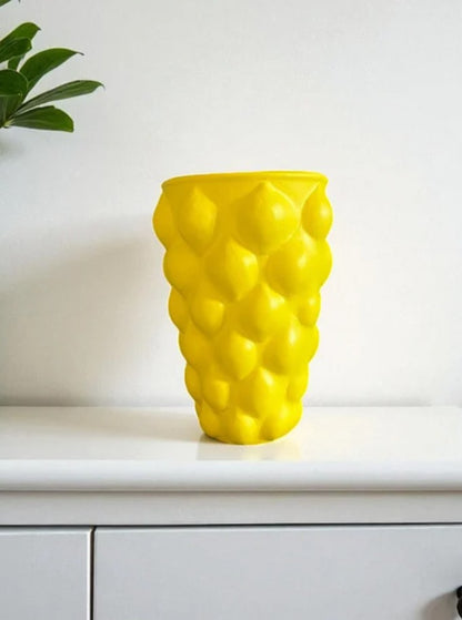 Handmade Lemon Vase, Yellow Ceramic Fruit Vase, Modern Lemon-Themed Pot