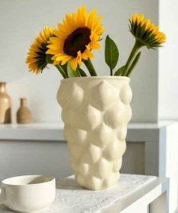 Handmade Lemon Vase, Yellow Ceramic Fruit Vase, Modern Lemon-Themed Pot
