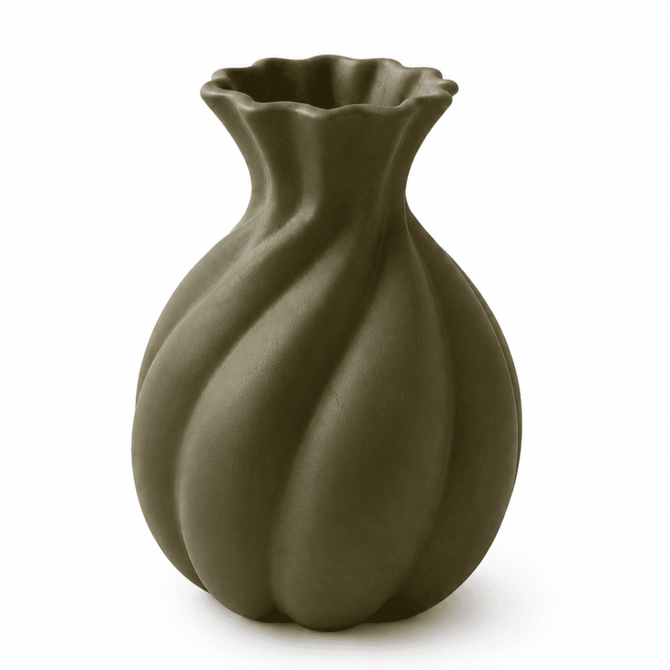 Handmade Ceramic Vase, Modern Sculptural Flower Centerpiece, Burgundy Spiral Vase