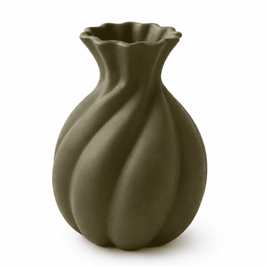 Handmade Ceramic Vase, Modern Sculptural Flower Centerpiece, Burgundy Spiral Vase
