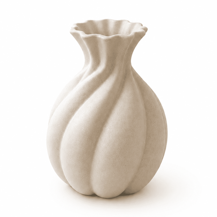 Handmade Ceramic Vase, Modern Sculptural Flower Centerpiece, Burgundy Spiral Vase