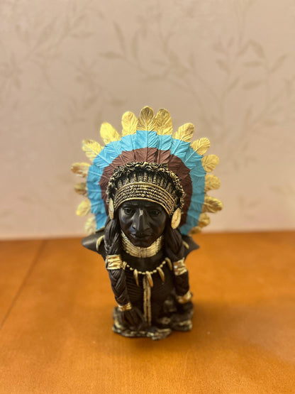 Native American Chief Bust, Tribal Warrior Sculpture, Native American Chief, Western Decor, Indian Chief Bust, Polyester Chief Sculpture, Indian Chief Decor, Indian Chief Sculpture