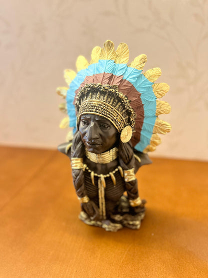 Native American Chief Bust, Tribal Warrior Sculpture, Native American Chief, Western Decor, Indian Chief Bust, Polyester Chief Sculpture, Indian Chief Decor, Indian Chief Sculpture