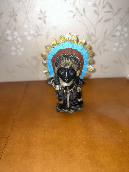 Native American Chief Bust, Tribal Warrior Sculpture, Native American Chief, Western Decor, Indian Chief Bust, Polyester Chief Sculpture, Indian Chief Decor, Indian Chief Sculpture