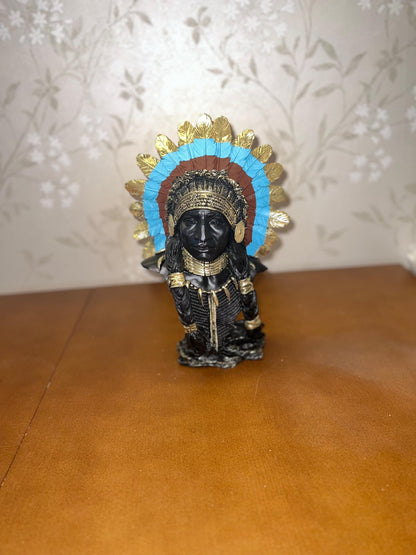 Native American Chief Bust, Tribal Warrior Sculpture, Native American Chief, Western Decor, Indian Chief Bust, Polyester Chief Sculpture, Indian Chief Decor, Indian Chief Sculpture