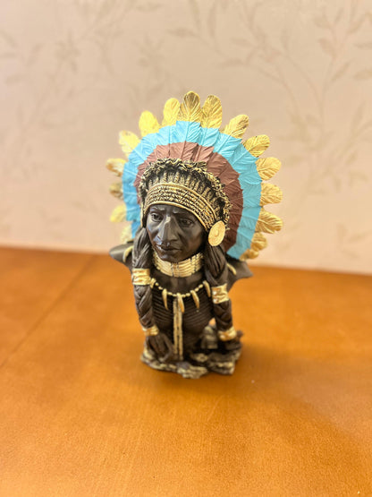 Native American Chief Bust, Tribal Warrior Sculpture, Native American Chief, Western Decor, Indian Chief Bust, Polyester Chief Sculpture, Indian Chief Decor, Indian Chief Sculpture