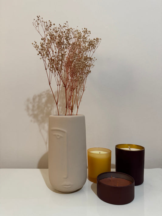 Abstract Face Vase for dried flowers, Ceramic Face Vase, Boho Home Decor, Dried Flower Vase, Scandinavian Style Vase, Minimalist Vase