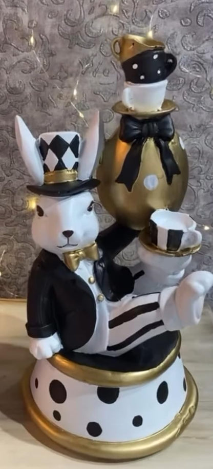 Alice in Wonderland Style Spring Home Decor, Easter Bunny Statue, Easter Shelf Sitter, Quirky Rabbit Statue, Bunny Easter Figurine, Easter Rabbit Statue, Rabbit Decor, Bunny Decor
