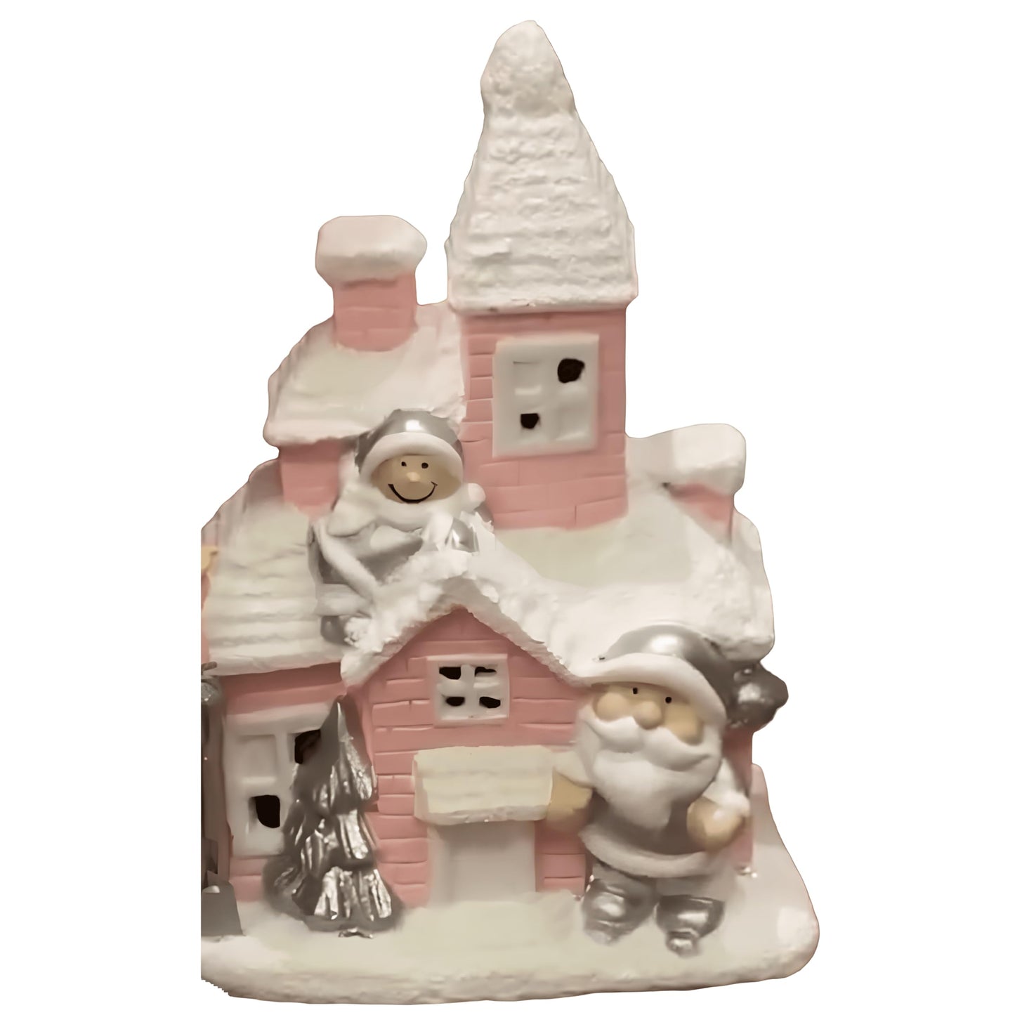 Christmas Village House, Santa Claus Figurine, Christmas House Ornament, Festive Snow House, Christmas Decoration Gift, Christmas Village, Festive Snow Decor