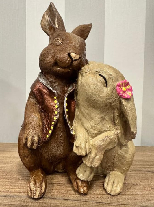 Easter Bunny Couple Figurine, Cute Rabbit Statue, Romantic Bunny Sculpture, Easter Bunny Decor, Rabbit Couple Statue, Romantic Rabbit Statue, Easter Bunny Couple Sculpture