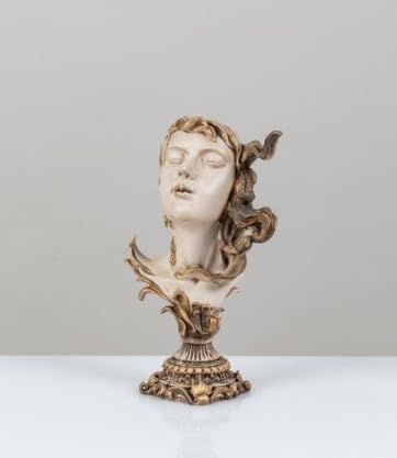Woman Head Statue with Flowing Hair, Elegant Decorative Bust, Woman Head Statue, Elegant Face Statue, Artistic Decor Piece, Woman Art Bust