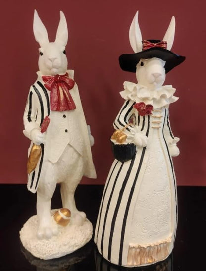 Easter Bunny Decor, Elegant Rabbit Couple, Easter Home Decor, Spring Decoration, Easter Gift, Bunny Sculpture, Easter Rabbit Decor, Easter Rabbit Sculpture
