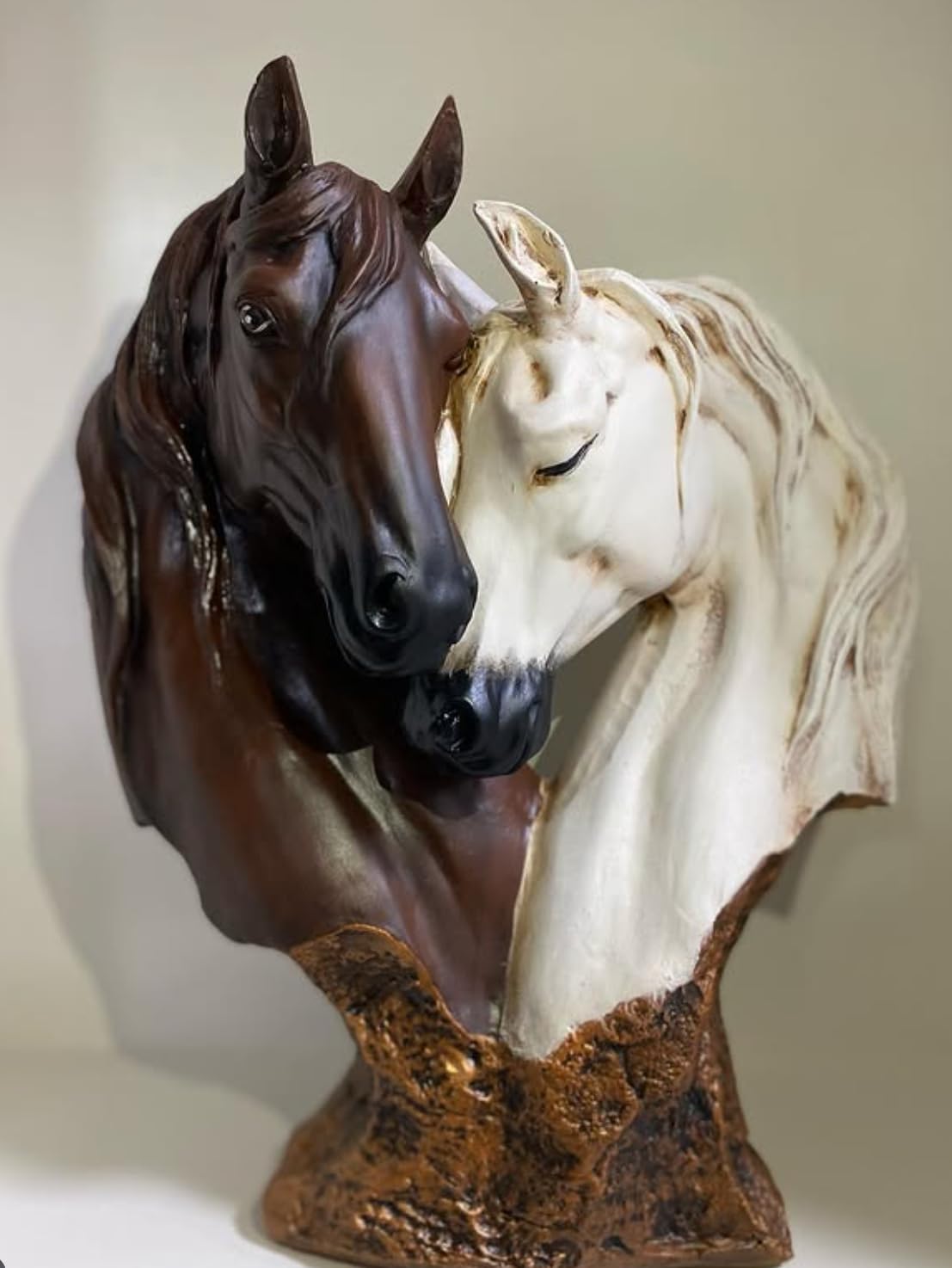 Soul Mate Horse Statue, Soulmate Horse Bust, Double Horse Head Sculpture, Double Horse Head Statue, Horse Couple Statue, Horse Couple Decor